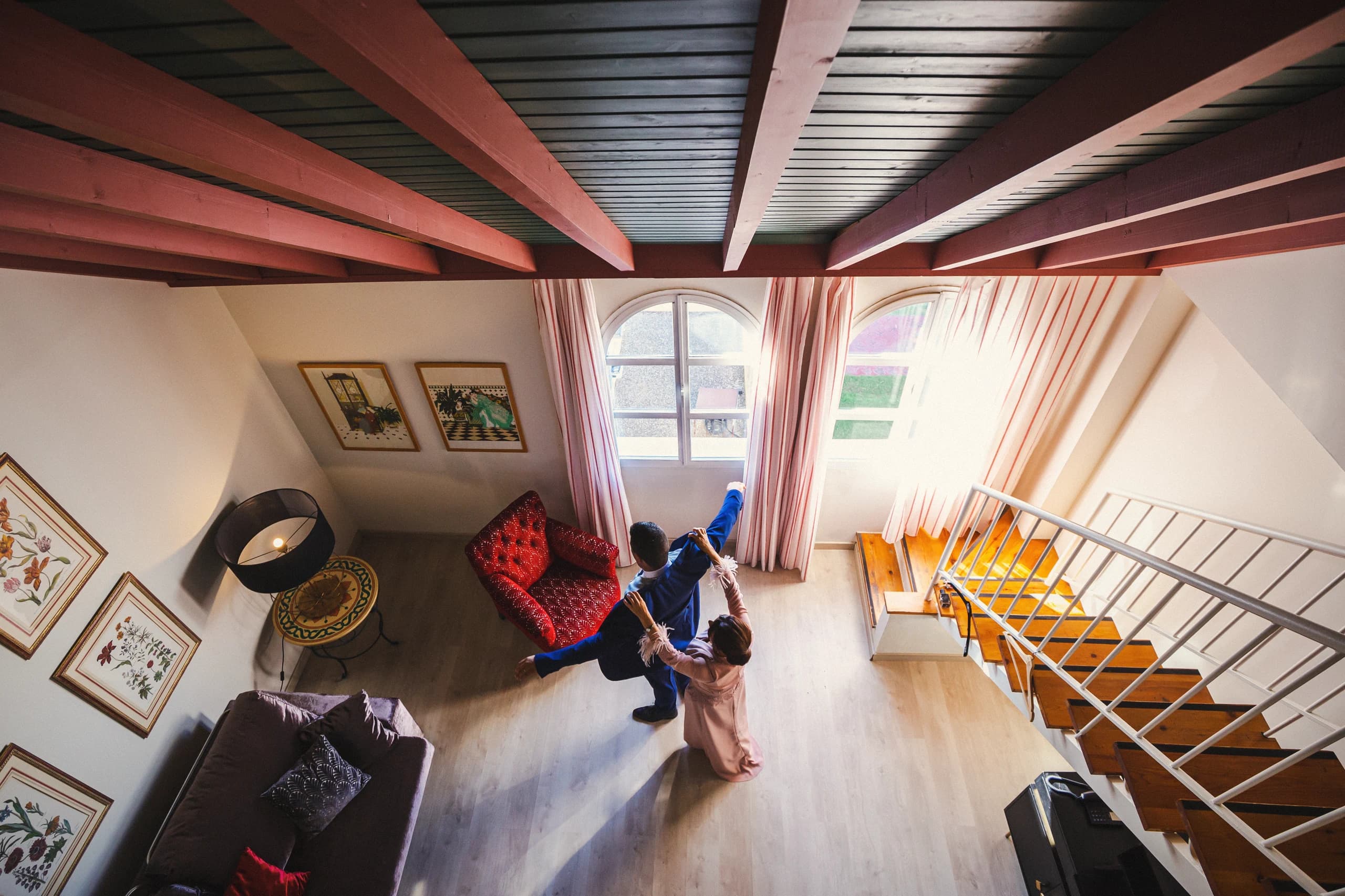 La habitación de los preparativos vista desde arriba