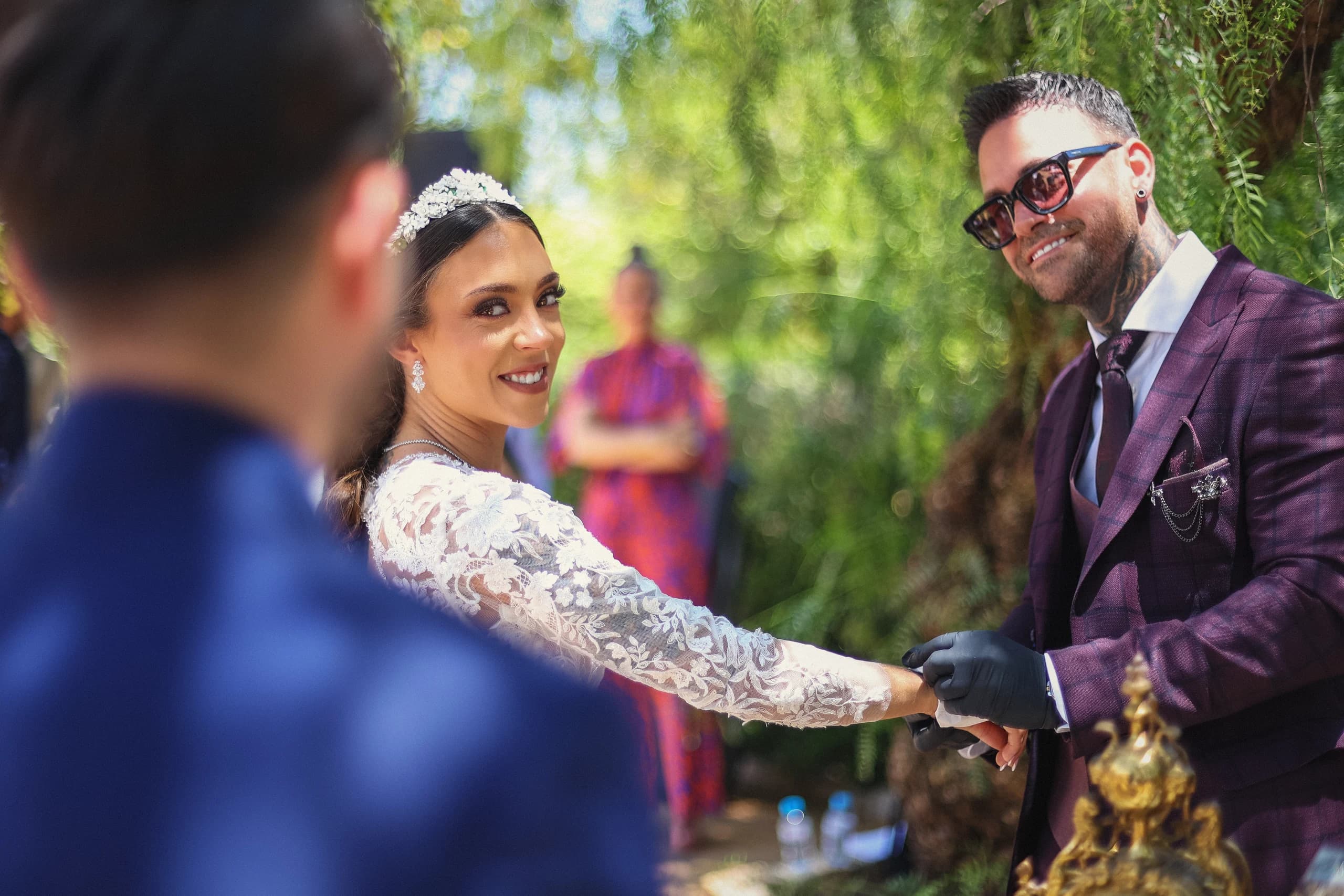 Intercambio de anillos durante la ceremonia
